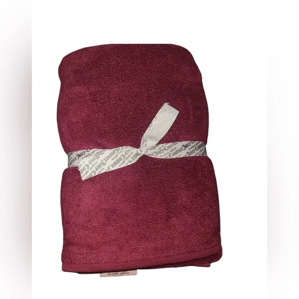 Juicy Couture Wine Red 3-Piece Bath Towel Set with Crown Embroidery NWT